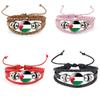 Palestinian Flag Design Gemstone Multi-layer Leather Bracelet Handcrafted Leather Rope Wristband Wholesale