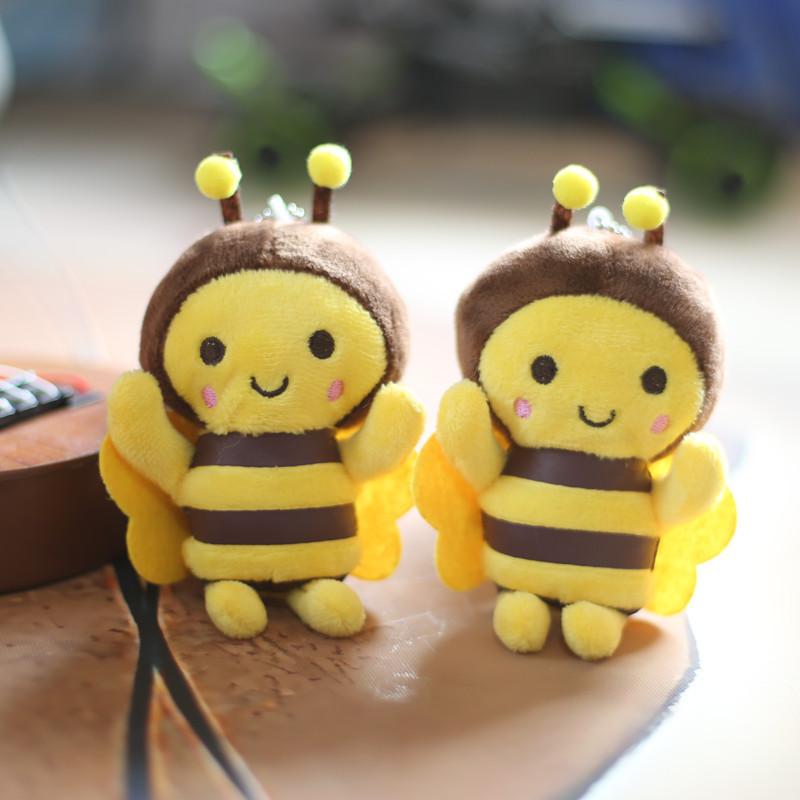 Cute Miniature Bee Plush Toy Charm In Yellow For Bags And Keys
