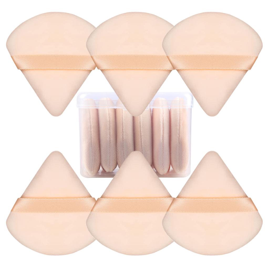 6 Pcs Triangle Powder Puff For Loose Powder Liquid Cosmetic Soft Plush Powder Puff Makeup Foundation Puff Makeup Tool