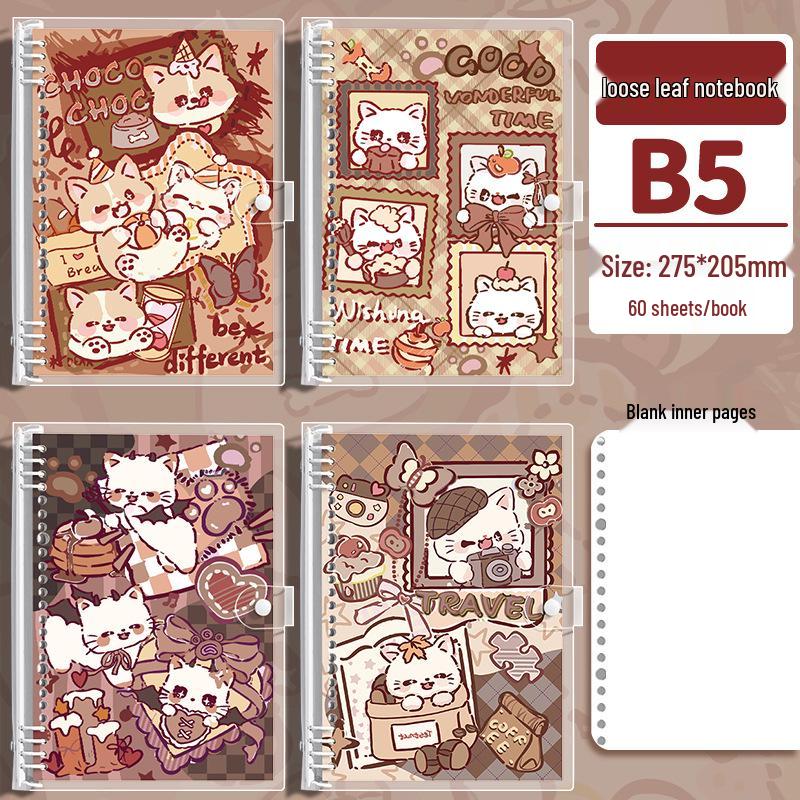 Meow Fun Time A5 Soft Cover Notebook with Removable Binder for Students