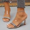 Fashion Sexy Stiletto Sandals for Women Modern Sandels 2025 Summer Crystal Decor Thin High Shoes Plus Size Square Toe Pumps De Mujer