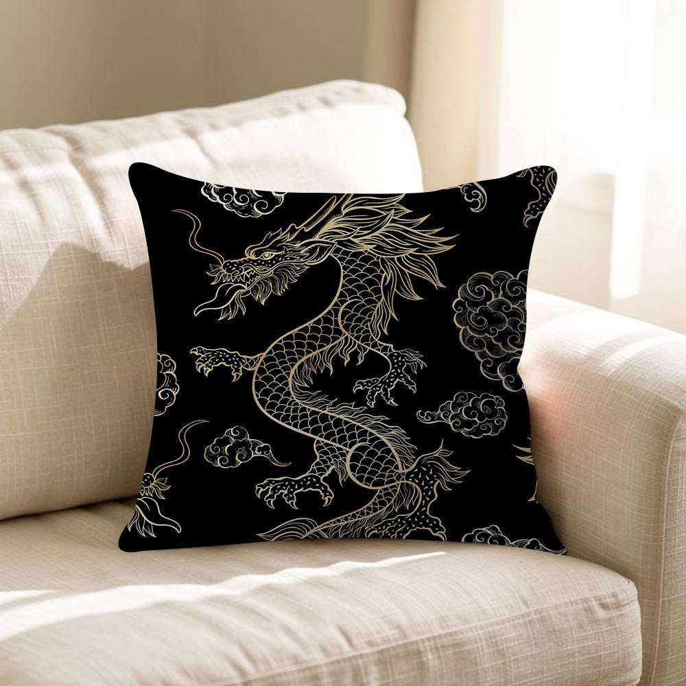 Fashion Black Dragon Pillow Cover For Bedroom Room And Living Room Sofa Decorative Cushion Cover