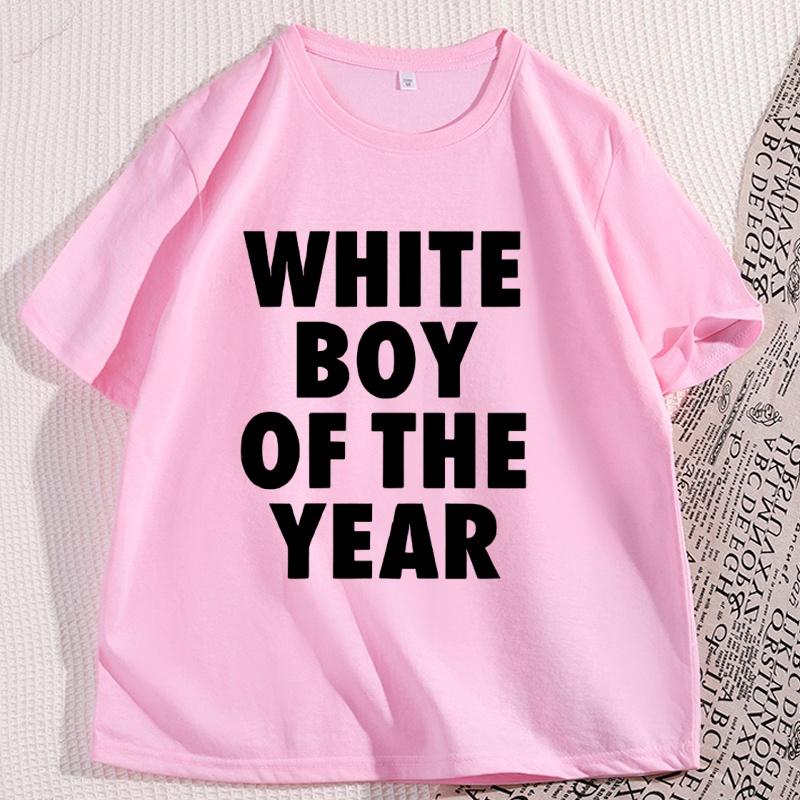 WHITE BOY OF THE YEAR T Shirt Casual Cotton Short Sleeve Oversized Tshirt Streetwear Classic Loose Tees High Quality Clothing