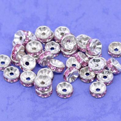 100 sztuk 4/6/8/10mm Metalowe Koraliki Kryształowe Cyrkonie Rondelle Koraliki Dystansowe Do Tworzenia Biżuterii Bransoletka Naszyjnik Akcesoria DIY