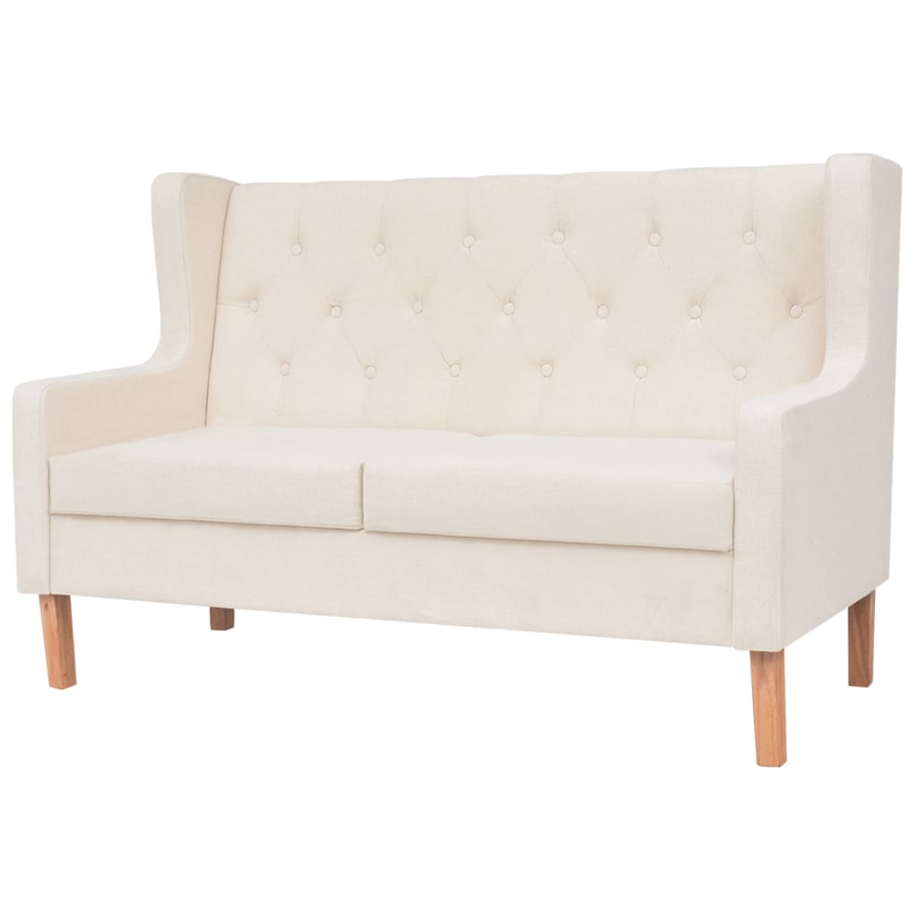 2 Seater Sofa Fabric Cream White