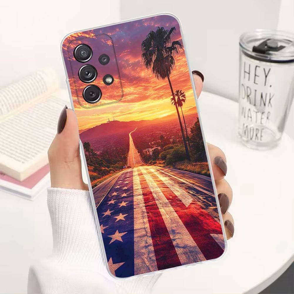 Americans Flag Great Phone Case For Samsung Ultra,FE,A30,71,51,S9,10,20,Lite, S22,23,21,PIus,Transparent, Silicone