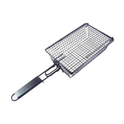 Barbecue Grilling Basket Accessory Iron BBQ Folding Handle Rack Non Stick for