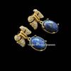 Vintage Western Stud Earrings with Rhinestone & Lapis Lazuli, 925 Silver Needle, Versatile Style for Women.