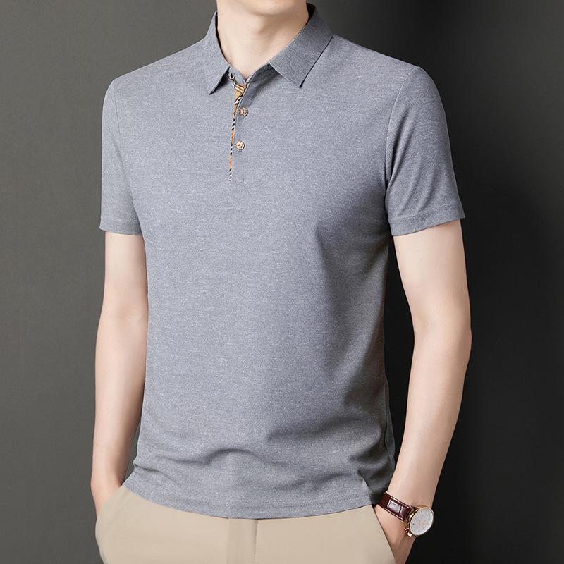 Summer New Style Waffle Breathable Short-sleeved T-shirt Loose Large Size Men's Thin Lapel T-shirt Bottoming Shirt