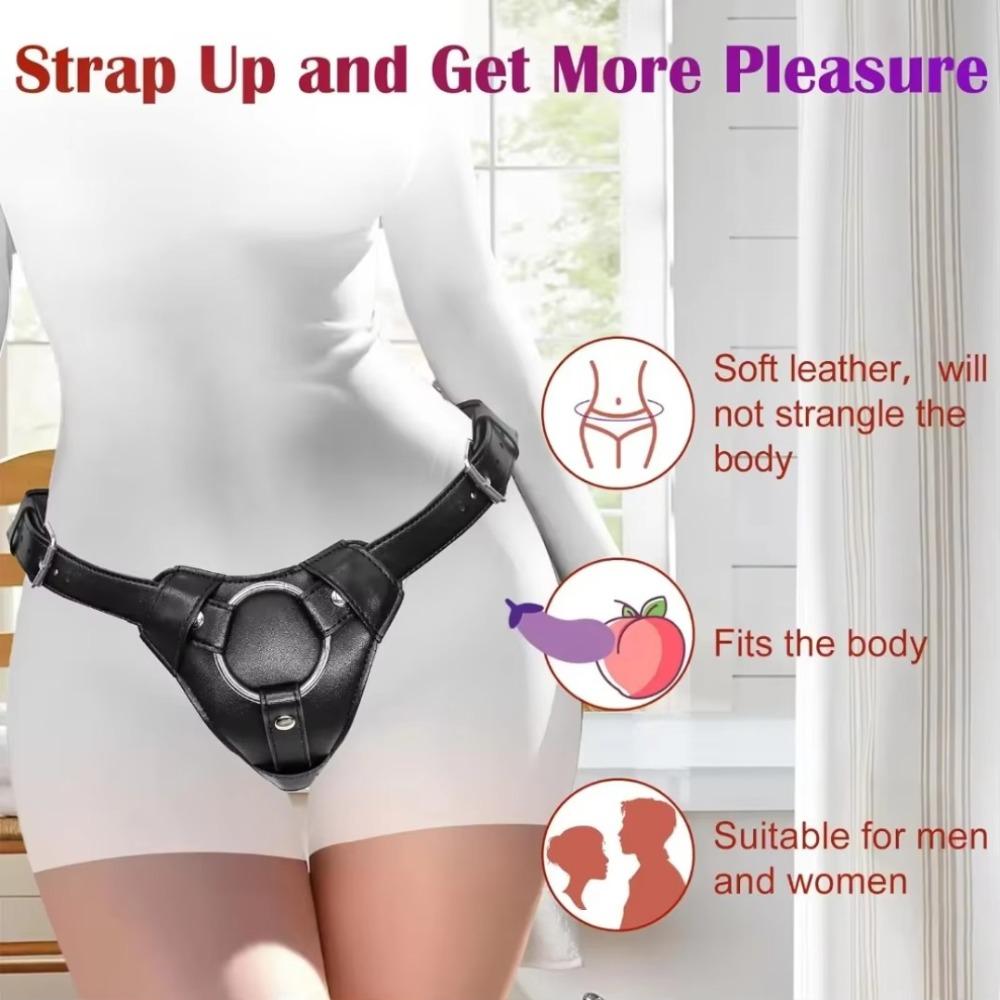 Dildo Harness Adults Sex Toys for Women Men BDSM Wearable Leather Pants Men Pegging Dildo Adjustable Belt Multiple Sizes Rings