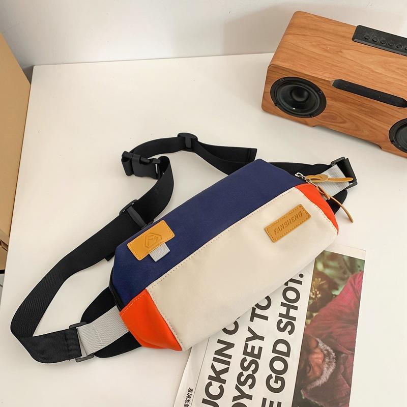 Kontrastowa kolorowa torba podróżna dla par. Torba na talię. Mała kwadratowa torba na ramię