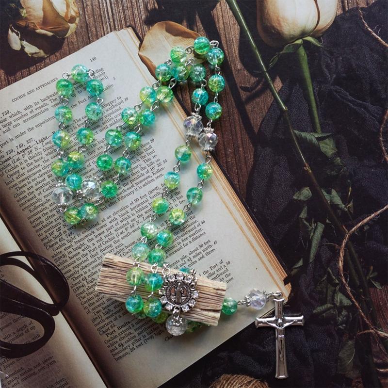 Catholic Necklace Mary Blessing Rosary Prayer Religious Necklace Rosary Beads