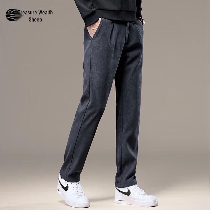 Bao Cai Yang Men's Corduroy Straight-Leg Warm Casual Pants