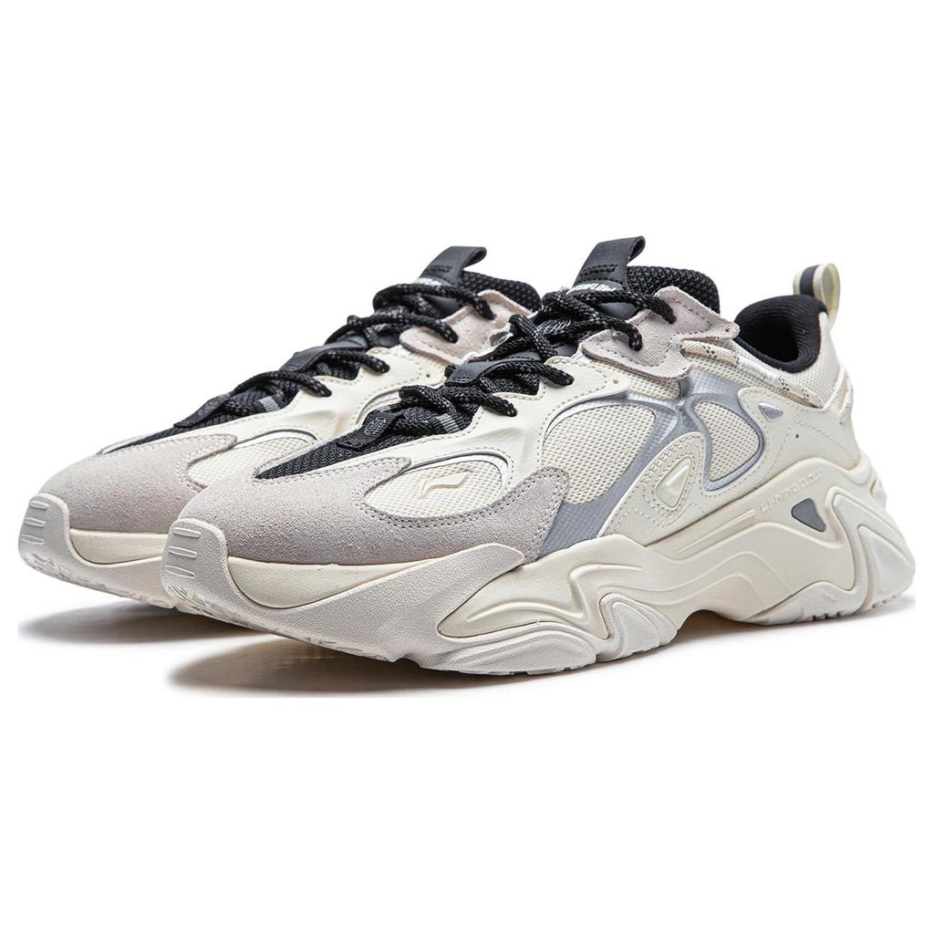 New LiNing Qianxing Strategy 2.0 CF Tracing Anti-Slip Wear-Resistant Low-Top Casual Shoes Women's White Silver AGLT168-2