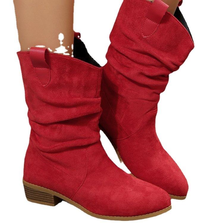 Fashion Heels Shoes On Sale High Quality Side Zipper Women Boots Autumn Winter Pointed Toe High Tube Chunky Heels Long Boots