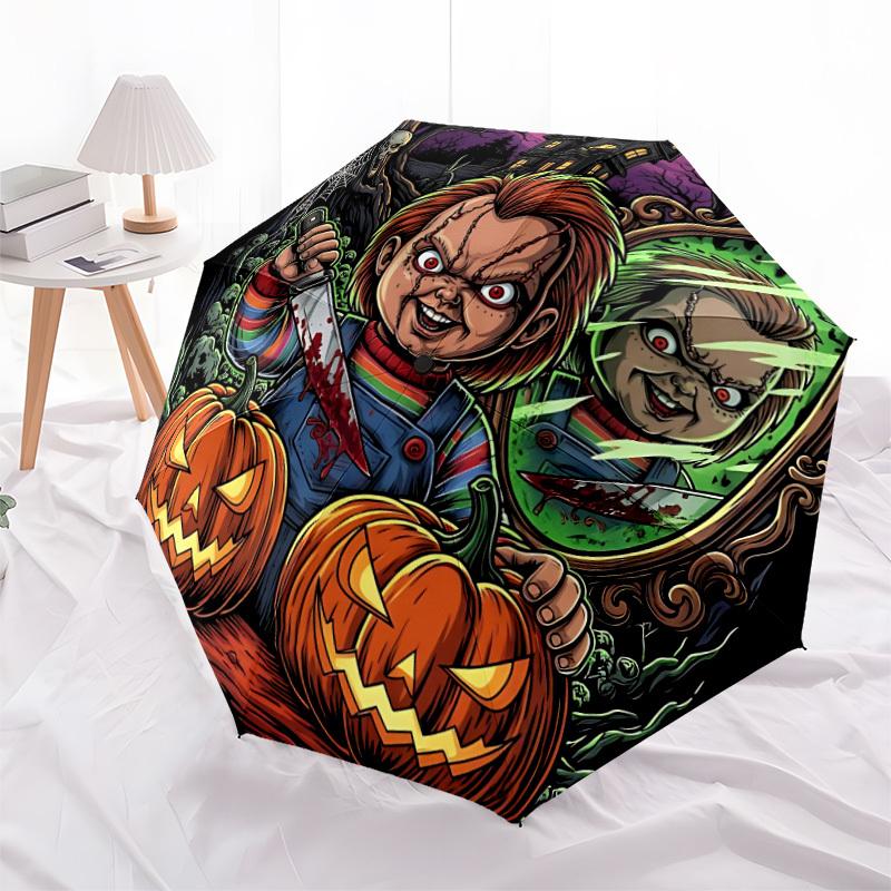 1pc Chucky Automatic Open/Close Umbrella Folding Umbrella, Portable Compact Travel Umbrella, Gift for Men & Women y10