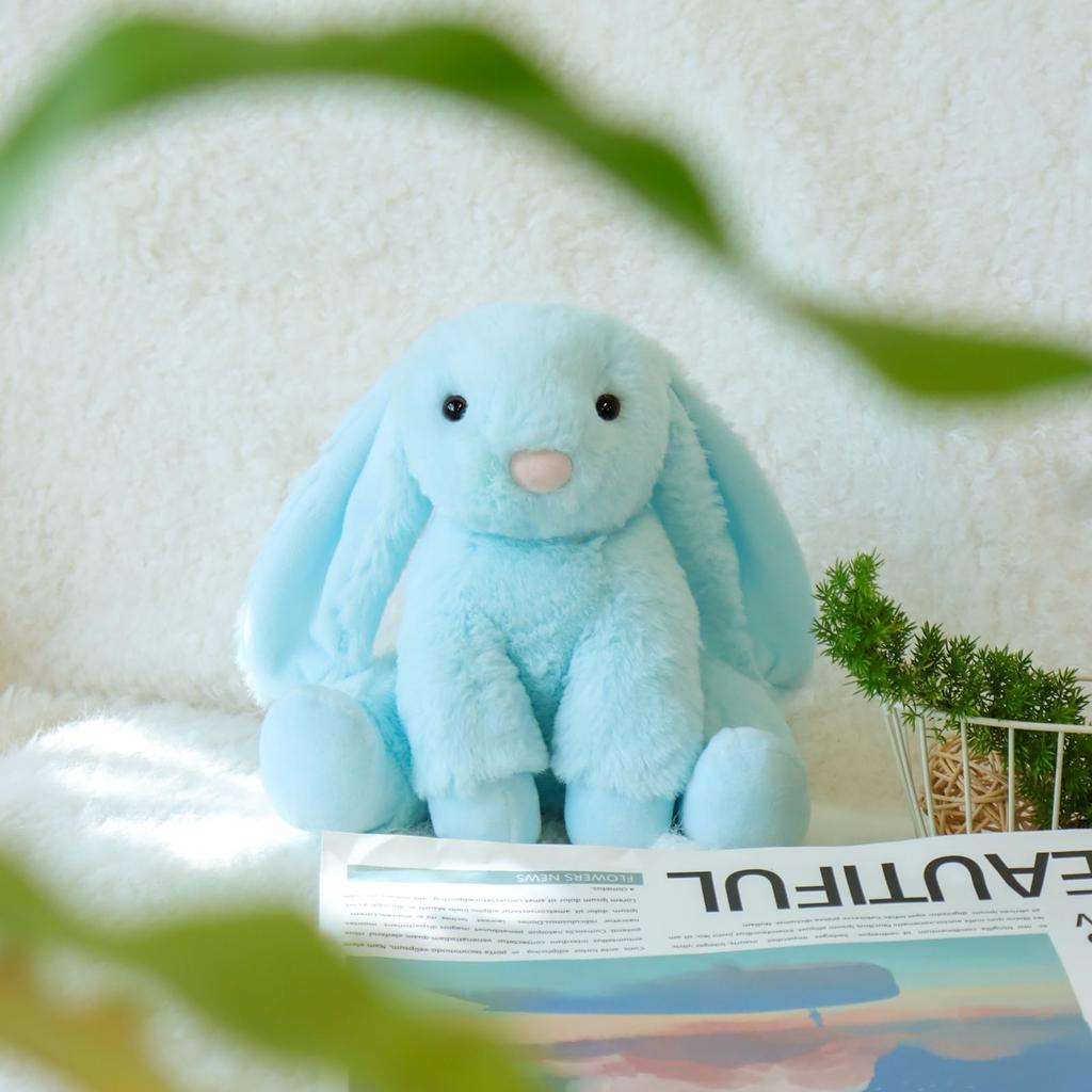 Apricot Lamb Sky Blue Bunny Plush Toy for Children, Soft and Cute, Fluffy Sky Blue Bunny for Girls and Boys, 20cm