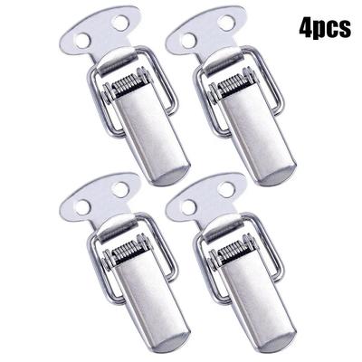 4PCS Hardware Cabinet Boxes Spring Loaded Latch Catch Toggle Hasp Mild Steel Hasp For Wood Box Clasp Closures Crate Lock
