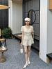 2026 Spring/Summer French Square Neck Short Sleeve Shirt & A-line Skirt Shorts Textured Fashion Set for Women