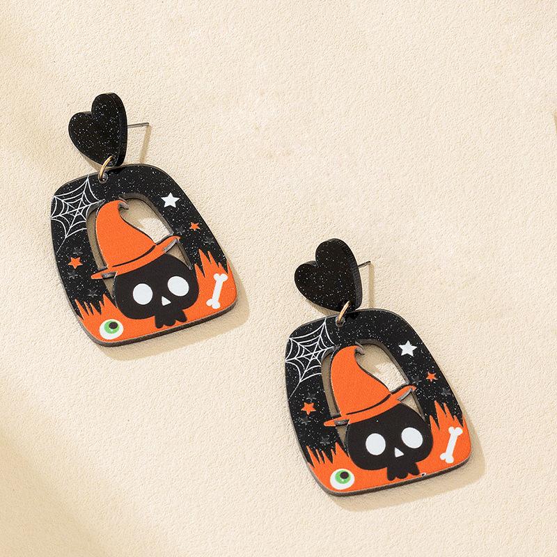

New earrings cute pumpkin skull ghost acrylic geometric earrings niche ear jewelry women