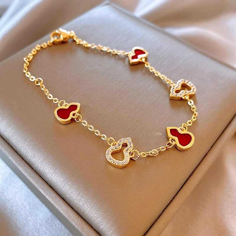 New Chinese red zircon gourd bracelet temperament wind bracelet Guochao jewelry women