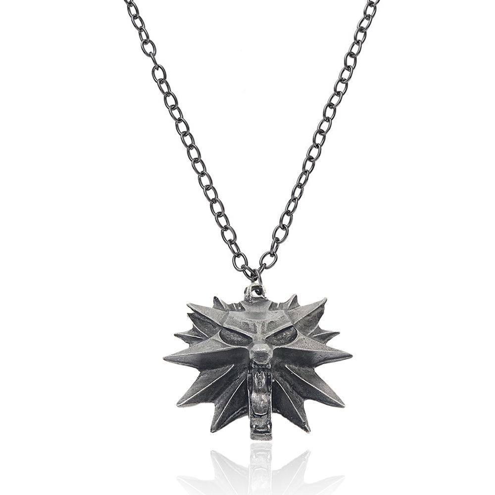 European and American Trends Zinc Alloy Wizard Wolf Head Wild Men Pendant Necklace Game Merchandise Commemorative Accessories