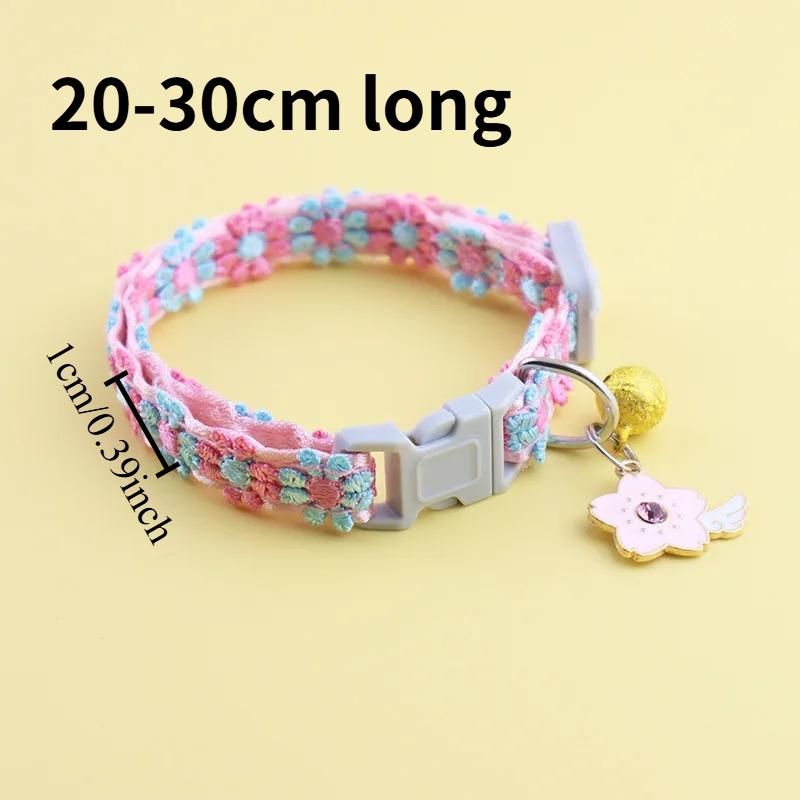 1pc Cat Collar Adjustable Cute Lace Flower Decoration Pet with Bell and Alloy Pendant Suitable for Cats and Puppies
