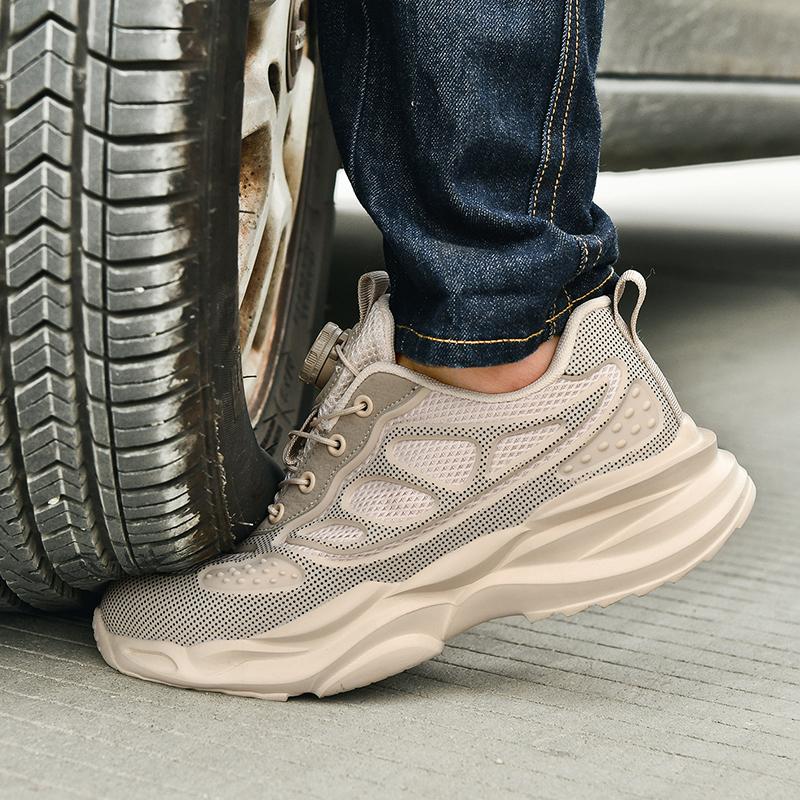 Rotary Button Safety Shoes Men Steel Toe Sneakers Puncture Proof Work Safety Boots Air Cushion Sport Work Shoes Anti-Smash Boots