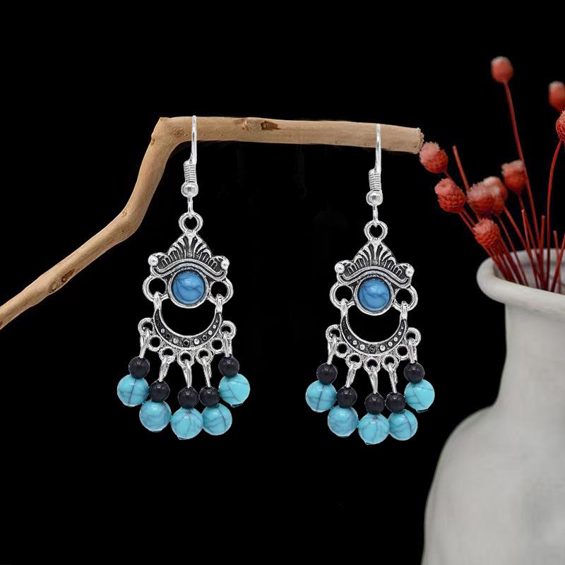 Ethnic Miao Silver Leaf Tassel Dangle Earrings - 2025 Style