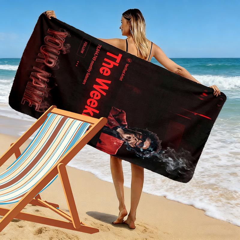Name Custom The Weekend Poster Print Beach Towel, Large Soft Quick Dry Towel for Beach Camping Swimming