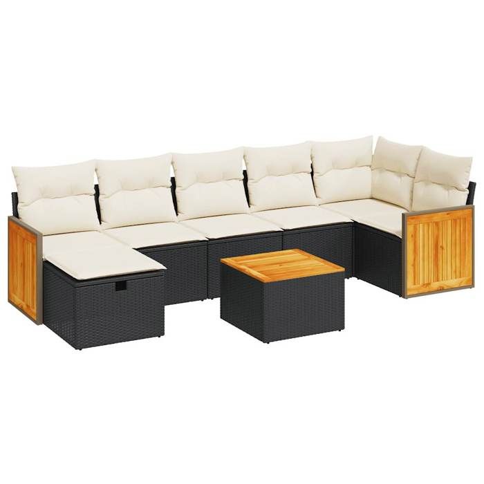VidaXL Salon de jardin 8 pcs avec coussins noir résine tressée 3326046