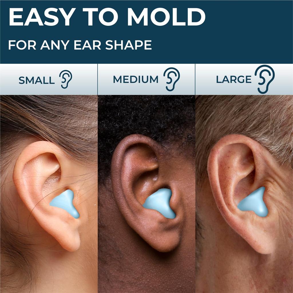 PQ Wax Earplugs for Sleeping and Swimming 50 Silicone Gel Wax Ear Protection for Sleeping and Soft Wax Sound Blocking Level 32Db Blue -