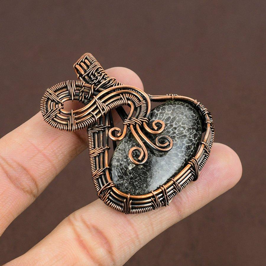 Stingray Coral Handmade Copper Wire Wrap Jewelry Pendant 2.17" l5g86