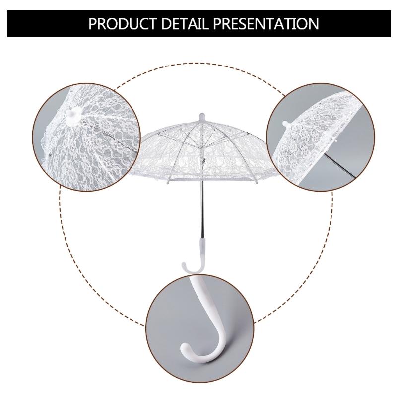Women Parasol Elegant Lace Umbrella Embroidery Bridal Handmade Umbrella for Wedding Decoration Photo Props