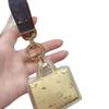V-Shaped Gold Donkey Keychain with Leather Pendant and Pure Gold Ornament