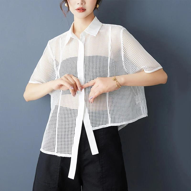 

XITAO Hollow Out Irregular Women Shirts ZMY1222 One Size белый