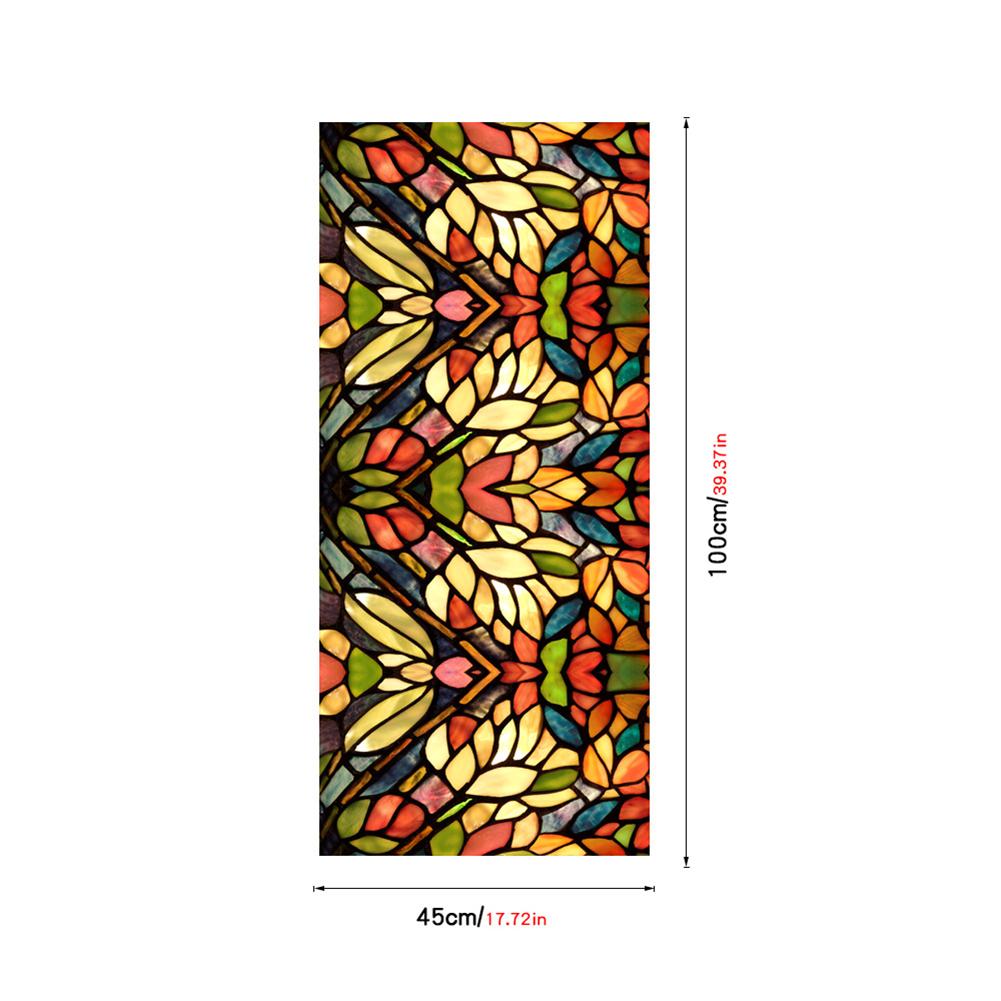 

Retro Flower Stained Glass Window Film Removable Bathroom Window Film Window Decals Static Clings 45 x 100cm