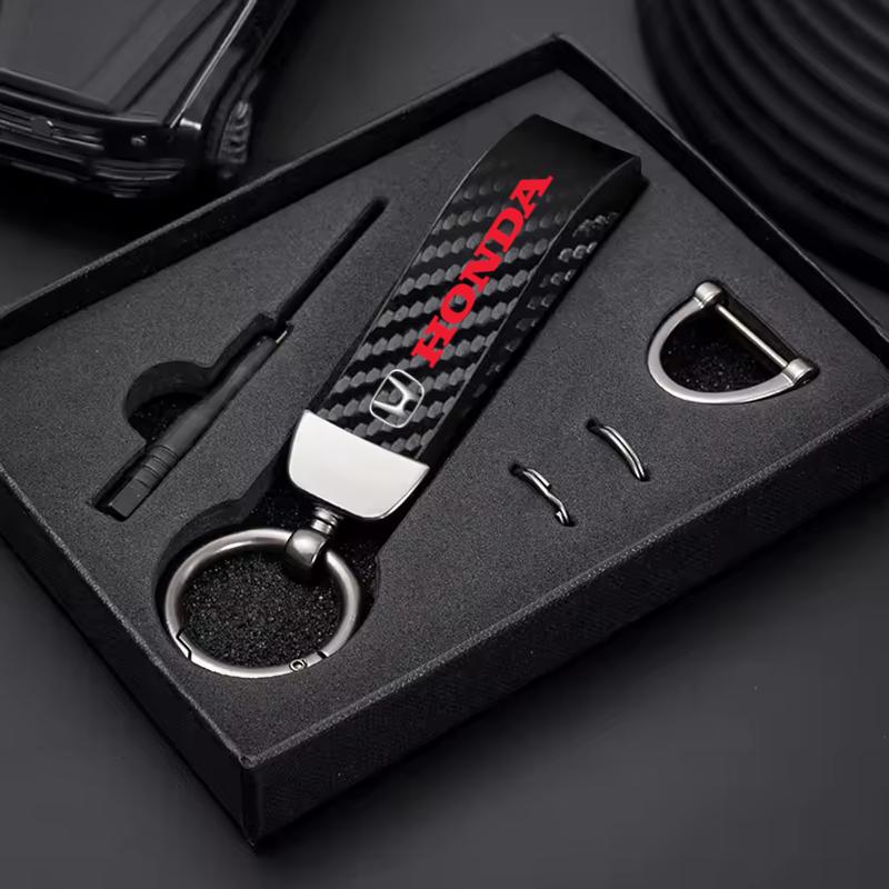 Carbon Fiber Style Car Keychain Microfiber Leather Key Chain For Honda Fit Civic Accord 7 8 9 10 Pilot City Jazz CRV HRV EB1