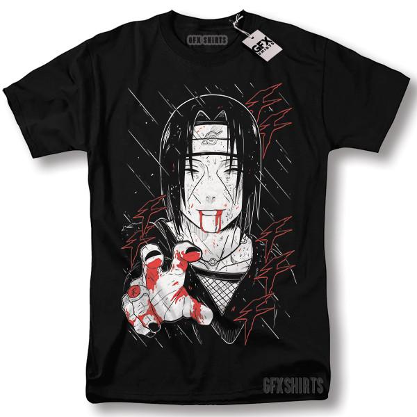 Футболка Наруто Итачи Учиха Расенган Джирайя Аниме Манга Полоска Графическая Футболка Унисекс Футболка S