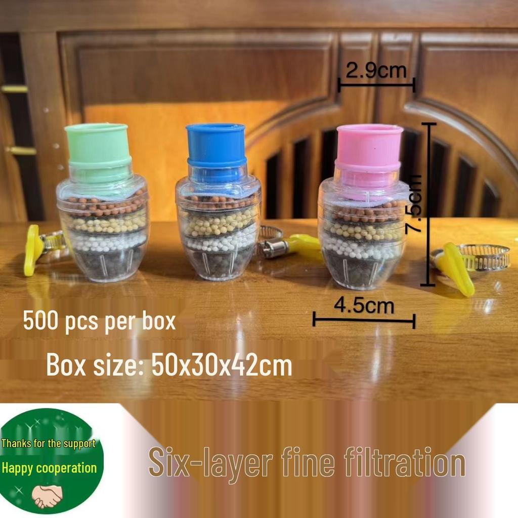 Six-Layer Splash-Proof Water Filter and Multi-Function Faucet Nozzle for Kitchen and Shower.