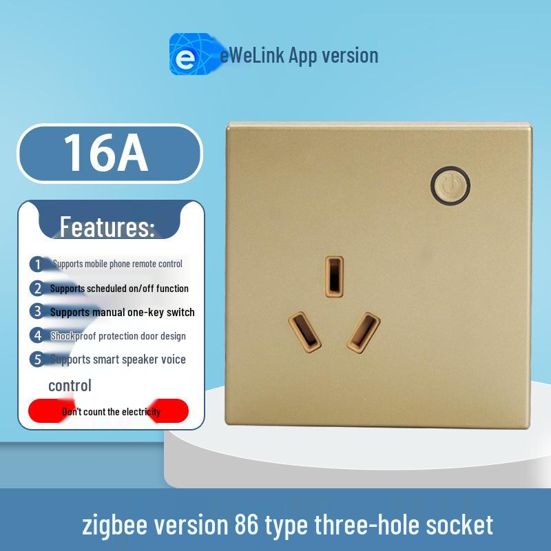 eWeLink Smart WiFi Wall Socket 86 Type 10A - Remote, Voice-Controlled App for Mobile