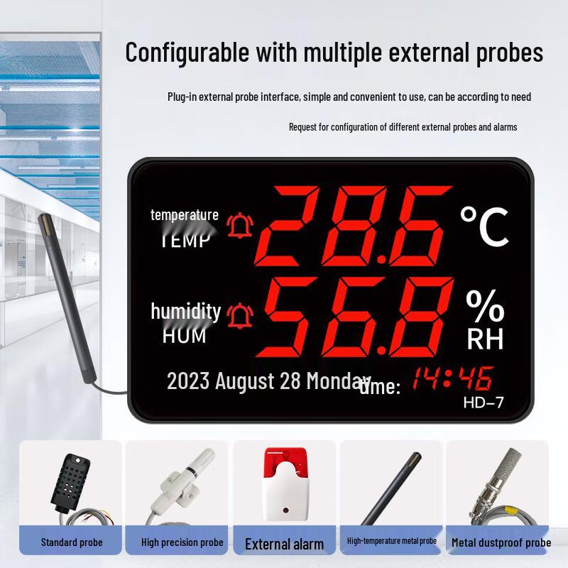 Industrial Digital Temperature & Humidity Monitor with Alarm (CN version)