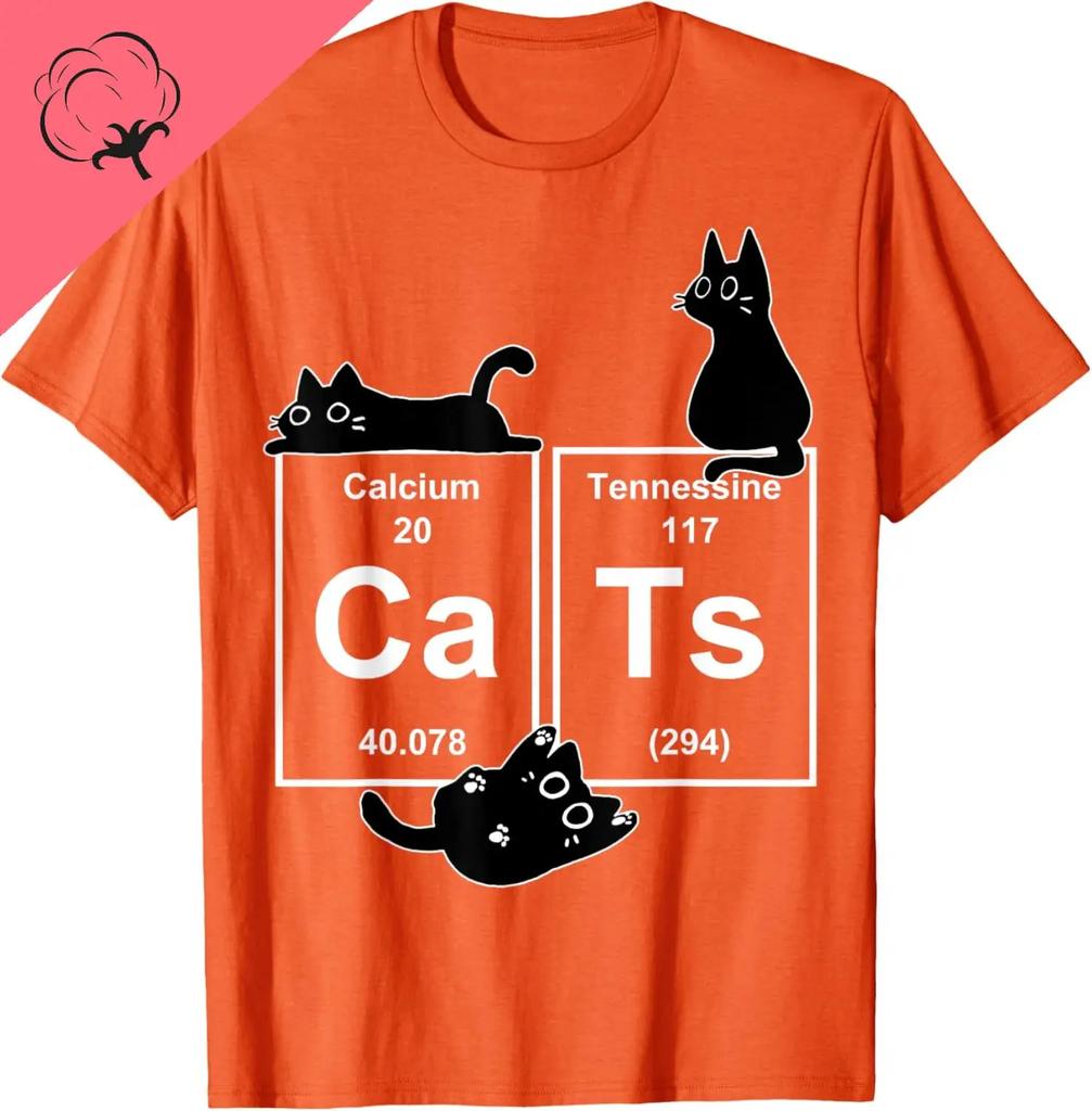 Cat Chemistry Periodic Table Funny Gifts For Cat Dad Cat Mom Tshirt Kawayi Short Sleeve Cotton Breathable Comfortable Camisas