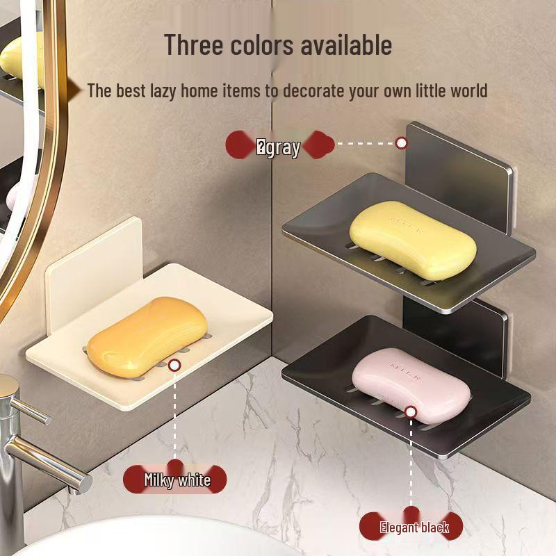 

Настенный держатель для мыла цвета оружейного металла, дренажная полка без сверления для ванной комнаты. Off-white