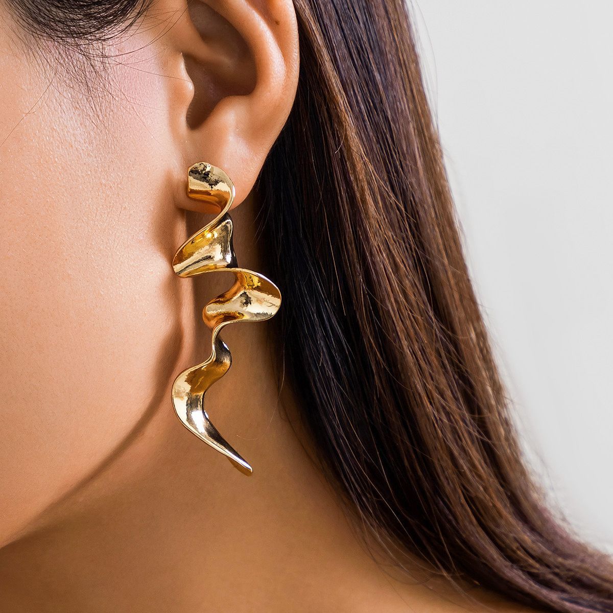 

Irregular Metal Twisted Wave Earrings Jewelry