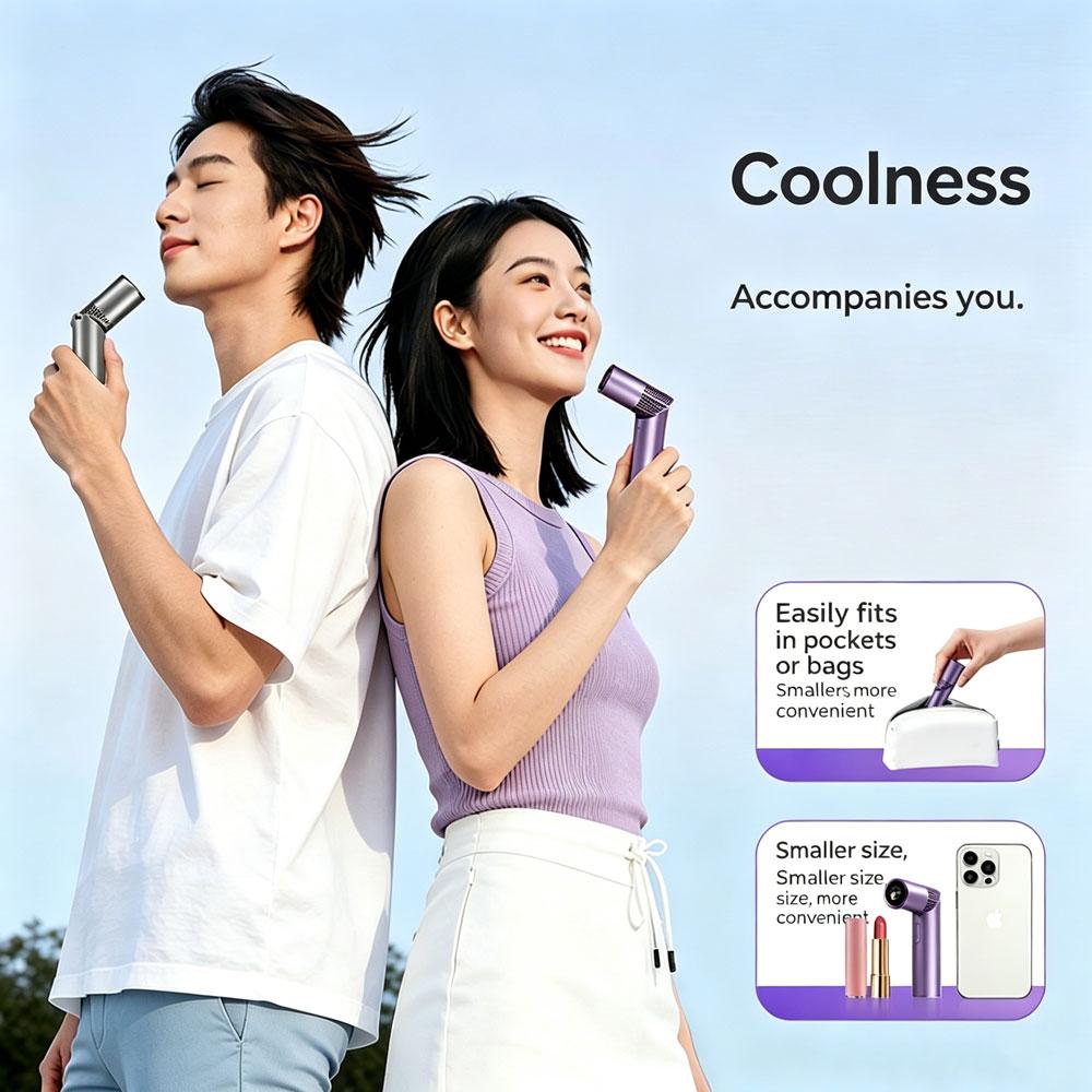 Brushless Motor Large Capacity Portable Charging Folding Lipstick Mini Handheld/neck Hanging Small Fan