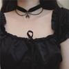 Gothic Black Crescent Choker Necklace for Women - Dark Neck Strap Accessory