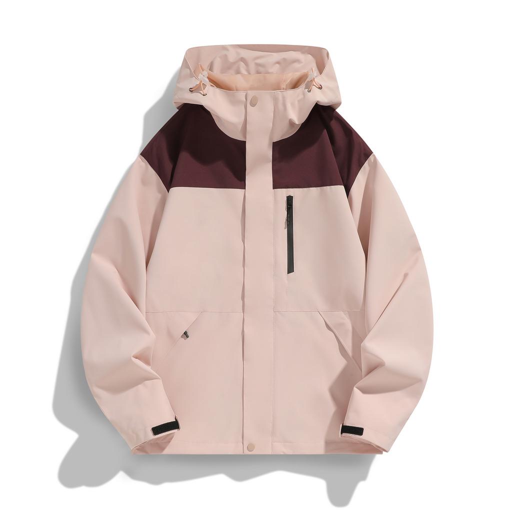 Printed Color-blocking Jacket for Men and Women The Same Style Spring and Autumn Trendy Waterproof Hooded Loose Couple Jacket for Men