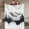 1pc Ink Wash Landscape Printed Blanket - All-Season Soft Flannel Throw with Mountain & Forest Design, Versatile for Home, Bedroo