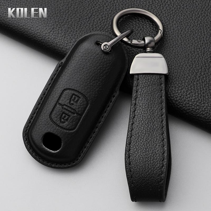 Leather Car Key Case Cover Shell For Mazda 2 3 6 Atenza Axela Demio Cx-5 Cx5 Cx-3 Cx3 Cx7 Cx-7 Cx-9 Cx9 Mx5 2 3 Buttons Keychain